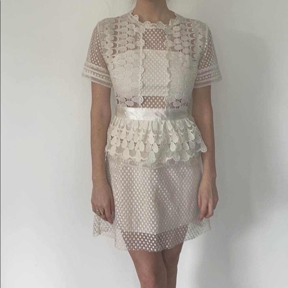 White lace cutout dress self portrait